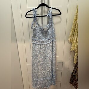 Lost + Wander Light Blue Floral Midi Dress